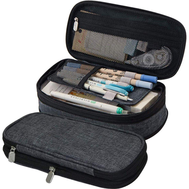 Pencil Case - Grijs - Pencil Case for Boys and Girls - Canvas - Large Capacity - School Pencil Case - Back to School - Cute Telescopic Pencil Holder - Pretty Pencil Case.