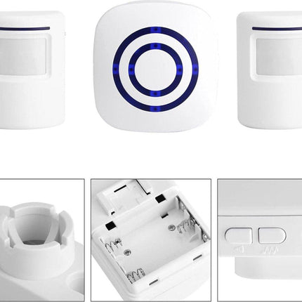 Infrared motion detector, wireless alarm, doorbell with receiver and transmitter - 38 ringtones, LED indicators - Best quality..