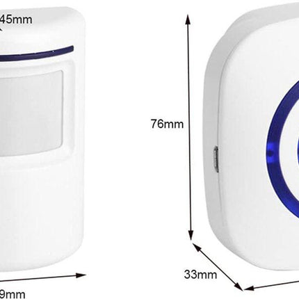 Infrared motion detector, wireless alarm, doorbell with receiver and transmitter - 38 ringtones, LED indicators - Best quality..