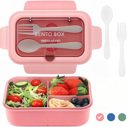 Lunch boxes - lunch box - adult lunch box - child's lunch box - Kinder lunch box - 3-compartment leakproof lunch box - bento box with cutlery - 1200 ml - snack box for children and boys - pink.