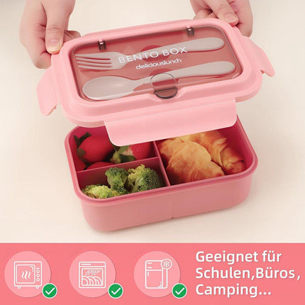 Lunch boxes - lunch box - adult lunch box - child's lunch box - Kinder lunch box - 3-compartment leakproof lunch box - bento box with cutlery - 1200 ml - snack box for children and boys - pink.