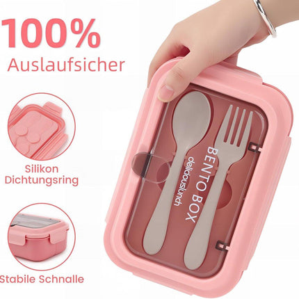 Lunch boxes - lunch box - adult lunch box - child's lunch box - Kinder lunch box - 3-compartment leakproof lunch box - bento box with cutlery - 1200 ml - snack box for children and boys - pink.