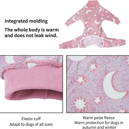 Warm Dog Coat - Winter Clothes for Medium Dogs - Shedding Suit - Full Dog Suit - Glow in the Dark - Pink - Size M - Perfect for Small Dogs - Medium-Sized Dogs.
