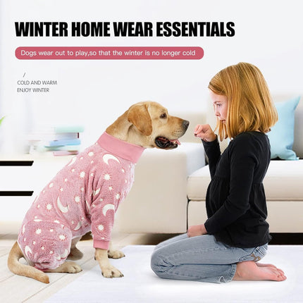 Warm Dog Coat - Winter Clothes for Medium Dogs - Shedding Suit - Full Dog Suit - Glow in the Dark - Pink - Size M - Perfect for Small Dogs - Medium-Sized Dogs.