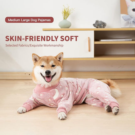 Warm Dog Coat - Winter Clothes for Medium Dogs - Shedding Suit - Full Dog Suit - Glow in the Dark - Pink - Size M - Perfect for Small Dogs - Medium-Sized Dogs.