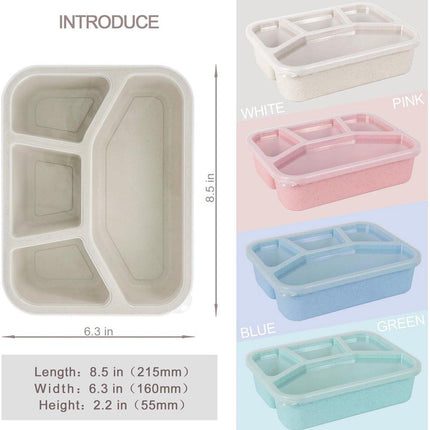 Lunch boxes - adult lunch box - child lunch box - snack box - 4-pack - compact - stackable - four colors - BPA-free, reusable - designed for portion control - School and restaurant meals.