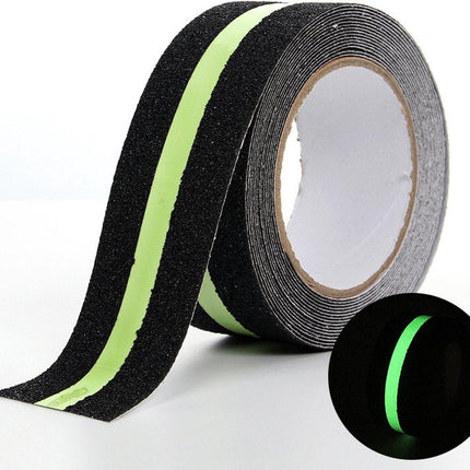 Anti-slip adhesive tape - 2 rolls - Safety tape - Stair tape - Anti-slip tape - For stepladders, ladders, and outdoor use - Glows in the dark - Black - 5 cm x 5 m.