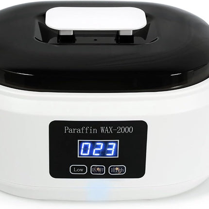 Paraffin wax warmer - Candle wax melting pot with handle and heat-insulating plate - Fast and adjustable heating - 2 speeds - Large 2000ml capacity and easy to use - For skin treatment (Wit).
