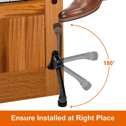 Set of 2 heavy-duty stainless steel doorstops with non-slip rubber tips for heavy doors, adjustable, door handle protection, 13 cm, black.