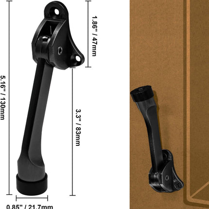 Set of 2 heavy-duty stainless steel doorstops with non-slip rubber tips for heavy doors, adjustable, door handle protection, 13 cm, black.