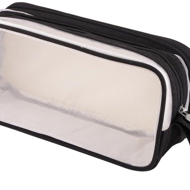 Large capacity transparent pencil case with compartments - 22.5 x 7.5 x 9.5 cm - For School, Boys, Girls and Adults.