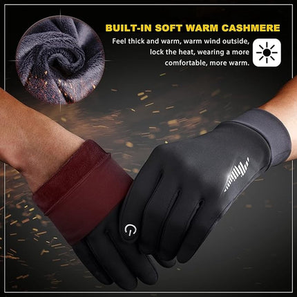 Gloves - Cycling gloves - Winter gloves - Waterproof gloves - Warm winter gloves - Windproof gloves - For driving - Biking - Skiing and working outdoors in cold weather - For men and women - Touchscreen compatible (M).