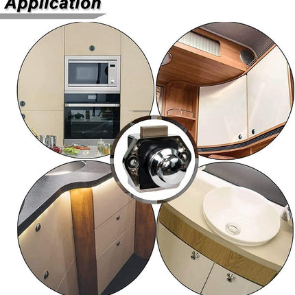 5-Piece Push Button Lock - Push Button for Motorhome - Door Lock - Locking Button for Shutter Door - For Camping, RV, Motorcycle, Caravan - Brown.