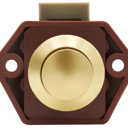 5-Piece Push Button Lock - Push Button for Motorhome - Door Lock - Locking Button for Shutter Door - For Camping, RV, Motorcycle, Caravan - Brown.