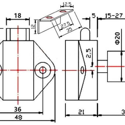 5-Piece Push Button Lock - Push Button for Motorhome - Door Lock - Locking Button for Shutter Door - For Camping, RV, Motorcycle, Caravan - Brown.