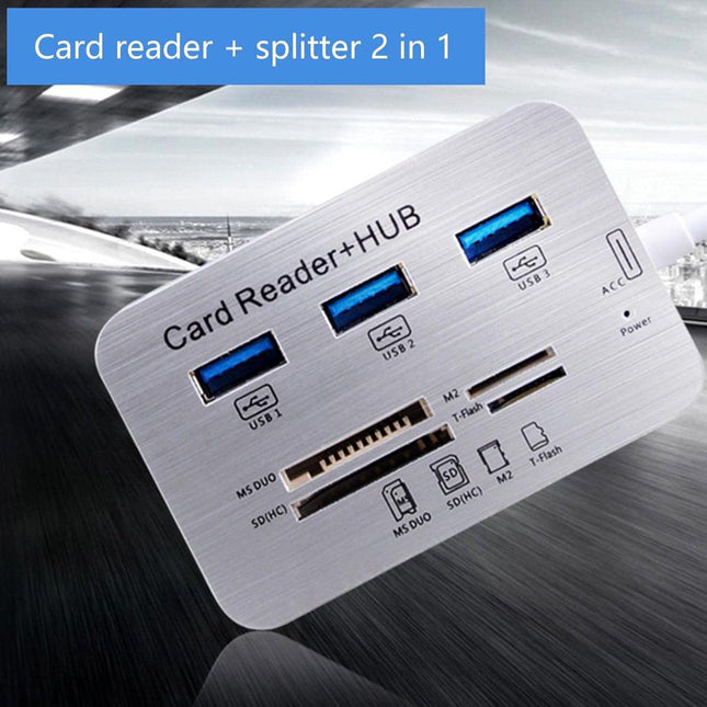 USB 3.0 Hub with 3-Port Splitter and Memory Card Reader - SD/TF/Micro SD Card Reader - USB 3.0 Hub.