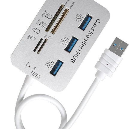 USB 3.0 Hub with 3-Port Splitter and Memory Card Reader - SD/TF/Micro SD Card Reader - USB 3.0 Hub.