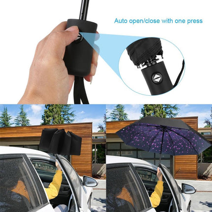 8-rib windproof travel umbrella, automatic folding travel umbrella, windproof umbrella with automatic opening and closing, portable umbrella for men and women.