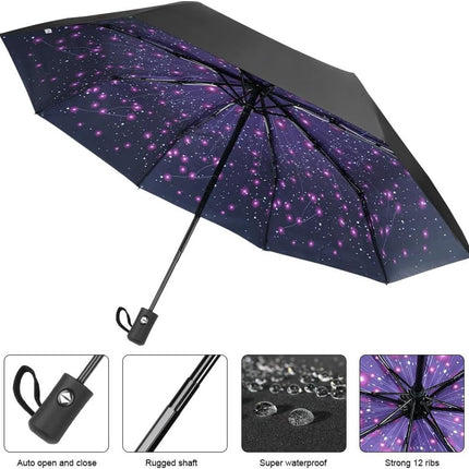 8-rib windproof travel umbrella, automatic folding travel umbrella, windproof umbrella with automatic opening and closing, portable umbrella for men and women.