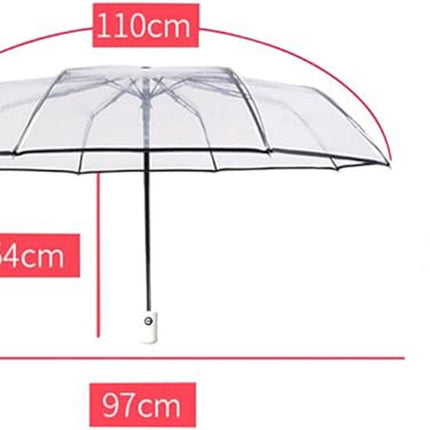 Transparent plastic folding umbrella - Purple Sakura design - Transparent floral travel umbrella, windproof, for outdoor use - Suitable for adults, children, girls, and women.