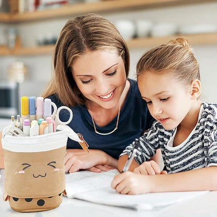 2-in-1 pencil case, cute pencil case, retractable pencil case, foldable pencil holder, vertical retractable pencil holder, makeup bag for students, office, women, girls, boys.