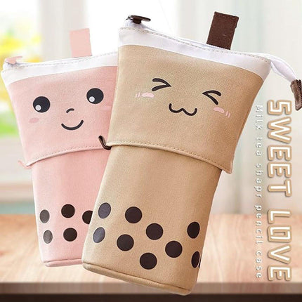 2-in-1 pencil case, cute pencil case, retractable pencil case, foldable pencil holder, vertical retractable pencil holder, makeup bag for students, office, women, girls, boys.