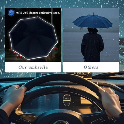 Windproof umbrella, sun protection, pocket umbrella, windproof, weatherproof, automatic open and close, 190T nylon umbrella, waterproof, unisex, compact and lightweight, 10 ribs.