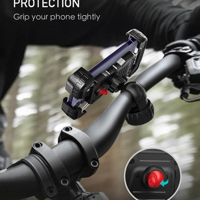Bicycle phone mount - Motorcycle phone mount - Phone holder - Bicycle phone mount - Motorcycle phone mount - Adjustable - Universal - Handlebar - Black - Compatible with 4.7 to 6.8 inch phones.