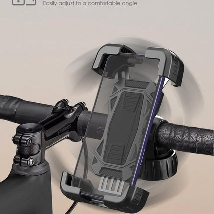Bicycle phone mount - Motorcycle phone mount - Phone holder - Bicycle phone mount - Motorcycle phone mount - Adjustable - Universal - Handlebar - Black - Compatible with 4.7 to 6.8 inch phones.