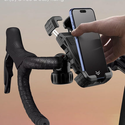 Bicycle phone mount - Motorcycle phone mount - Phone holder - Bicycle phone mount - Motorcycle phone mount - Adjustable - Universal - Handlebar - Black - Compatible with 4.7 to 6.8 inch phones.