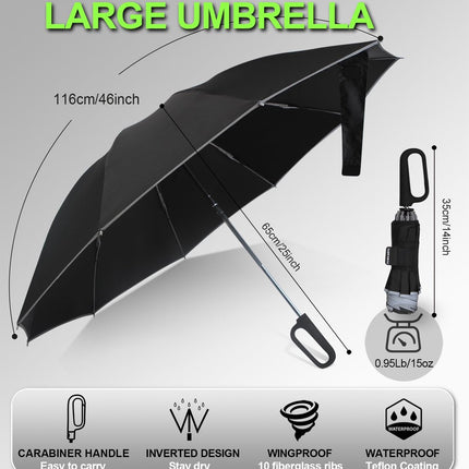 Folding storm umbrella - Parasol - Umbrella - Automatically extends - Sturdy and waterproof travel umbrella - Durable 10-rib frame - Reflective - Umbrellas.