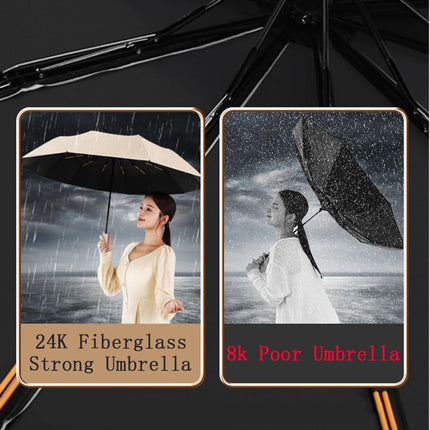 Parasol - Folding Storm Umbrella - Large Umbrella - 105cm Extendable - Large Folding Umbrella with 24 Self-Expanding Ribs - Folding Storm Umbrella - Storm Resistant up to 100km/h - Black.