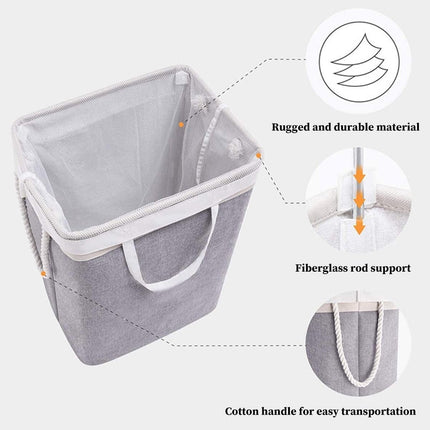 Collapsible laundry basket with lid, leak-proof and foldable bin, with removable bag, large capacity, storage bag, for dorm room, bedroom, bathroom, clothes and toys, brown.