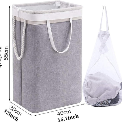 Collapsible laundry basket with lid, leak-proof and foldable bin, with removable bag, large capacity, storage bag, for dorm room, bedroom, bathroom, clothes and toys, brown.