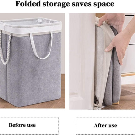 Collapsible laundry basket with lid, leak-proof and foldable bin, with removable bag, large capacity, storage bag, for dorm room, bedroom, bathroom, clothes and toys, brown.