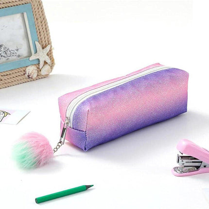 Pencil case - Pencil case for boys - Pencil case for girls - School pencil cases - School supplies - Large capacity rainbow glitter pencil case - Student desk storage box.