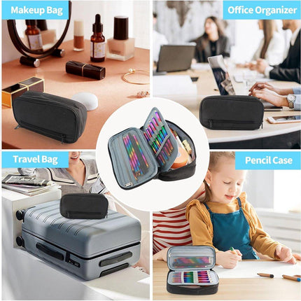 Large capacity pencil case, suitable for teenagers and adults, attractive black pencil case, unisex pencil case.
