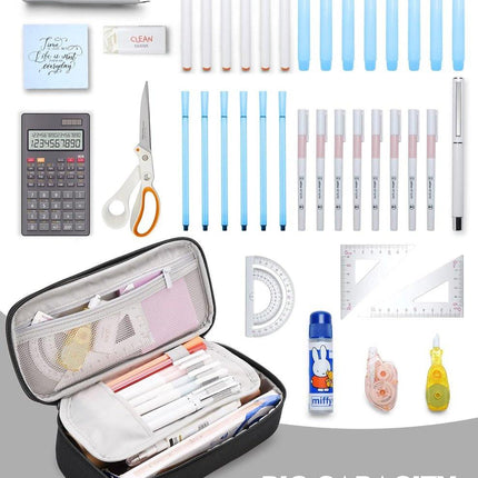 Large capacity pencil case, suitable for teenagers and adults, attractive black pencil case, unisex pencil case.