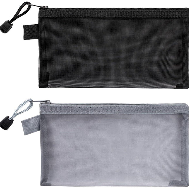 2pcs Transparent pencil case with zipper (21 x 11.5 cm) - Waterproof - For Girls and Boys.