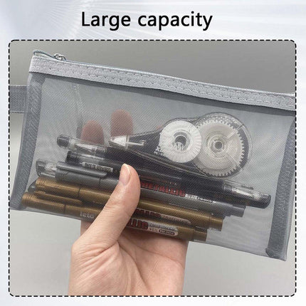 2pcs Transparent pencil case with zipper (21 x 11.5 cm) - Waterproof - For Girls and Boys.