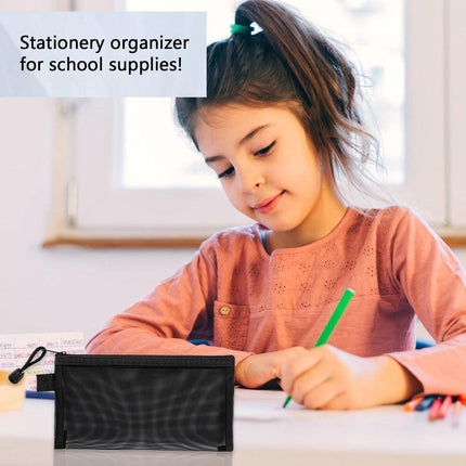 2pcs Transparent pencil case with zipper (21 x 11.5 cm) - Waterproof - For Girls and Boys.