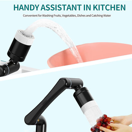 1440° Rotating Faucet - Faucet - Faucet Fitting - Faucet Head - Stainless Steel - Aerator - Rotating - Extension - Water Saving - Kitchen Faucet - Bathroom Faucet - Swivel - Dishwasher - Black.