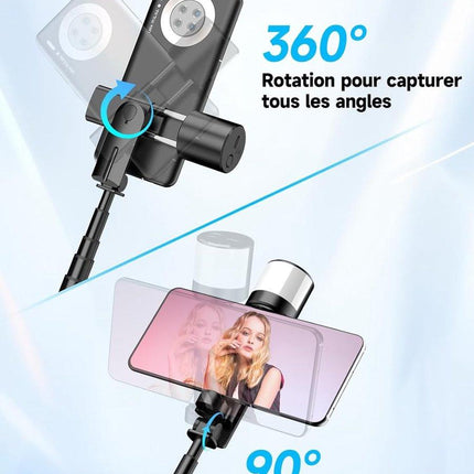 Selfie stick - Phone tripod - Tripod with auxiliary light - Mobile phone holder - With lighting function - Remote control - 75mm aluminum phone holder - Selfie stick for smartphones.