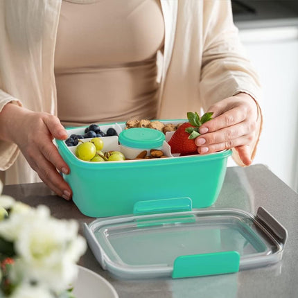 2000ml children's lunch box, adult lunch box with 4 compartments and soup container, salad box with dressing container, lunch box, salad container, microwave and dishwasher safe, BPA free.
