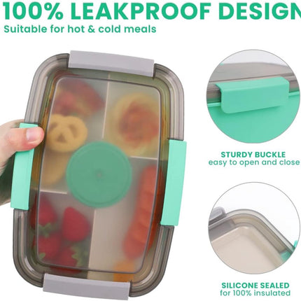 2000ml children's lunch box, adult lunch box with 4 compartments and soup container, salad box with dressing container, lunch box, salad container, microwave and dishwasher safe, BPA free.