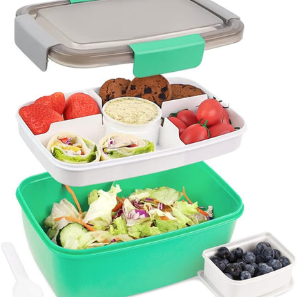 2000ml children's lunch box, adult lunch box with 4 compartments and soup container, salad box with dressing container, lunch box, salad container, microwave and dishwasher safe, BPA free.