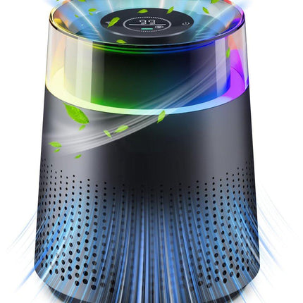 Air purifier - Air purifier with LED - Negative ion air purifier - Home air purifier - Negative ion air purifier - Deodorizer - Ionizer - Black.
