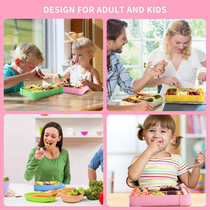 Lunch Box - Bento Box - Lunch Box - Adult Lunch Box - Children's Lunch Box - With 5 Compartments - Durable - Microwave/Dishwasher Safe - Ideal for Meals at Restaurants, Work, School - Pink.