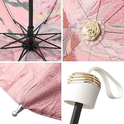 Umbrella - Mini folding umbrella - Waterproof, portable - Compact for travel - With storage bag - UV protection and windproof.