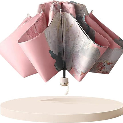 Umbrella - Mini folding umbrella - Waterproof, portable - Compact for travel - With storage bag - UV protection and windproof.